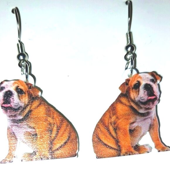 Fun dog dangling acrylic 5D pendant earrings - Picture 3 of 8